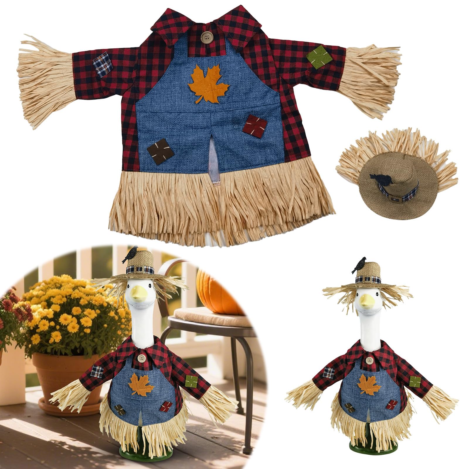 HALSHI Scarecrow Goose Outfit displayed in garden setting