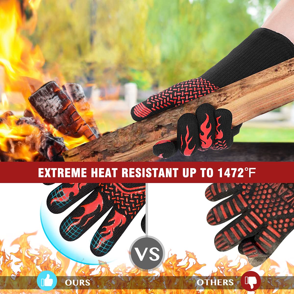 HAMITOR BBQ Gloves 14-inch length with lanyard