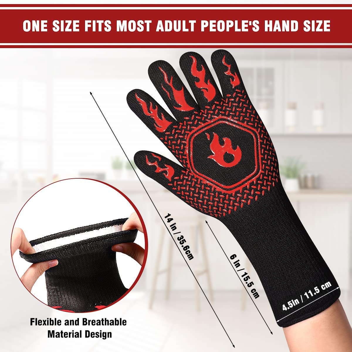 HAMITOR BBQ Gloves in use grilling meat
