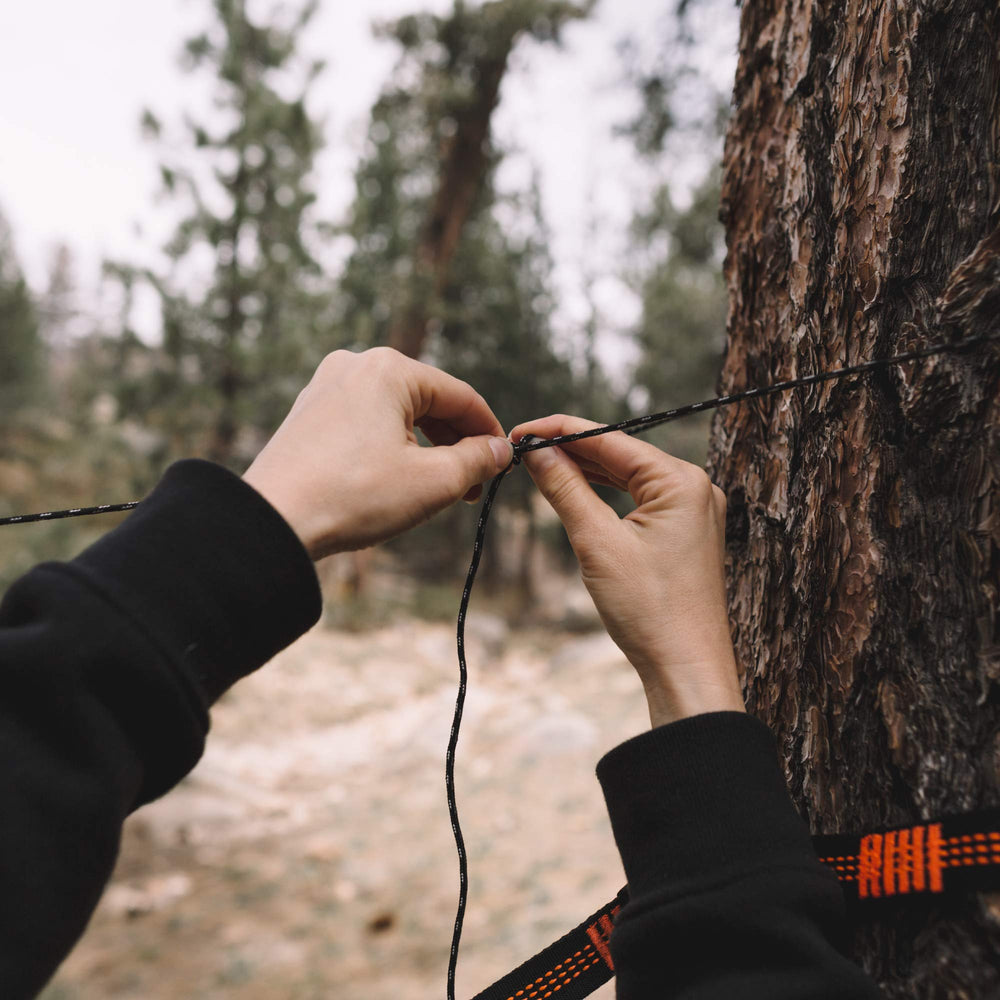 Hammock Bug Net setup with ridgeline cord and clips
