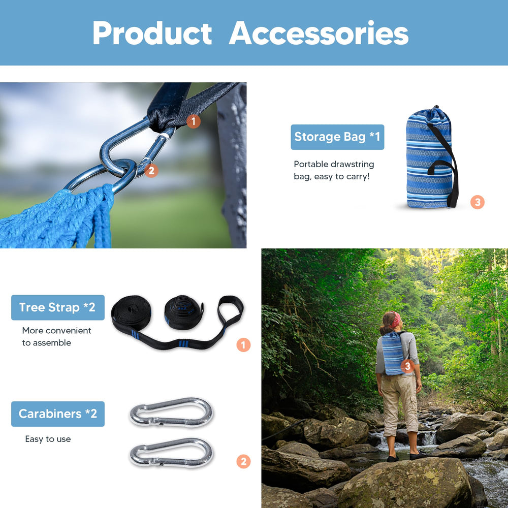 Hammock hanging kit including straps and carabiners