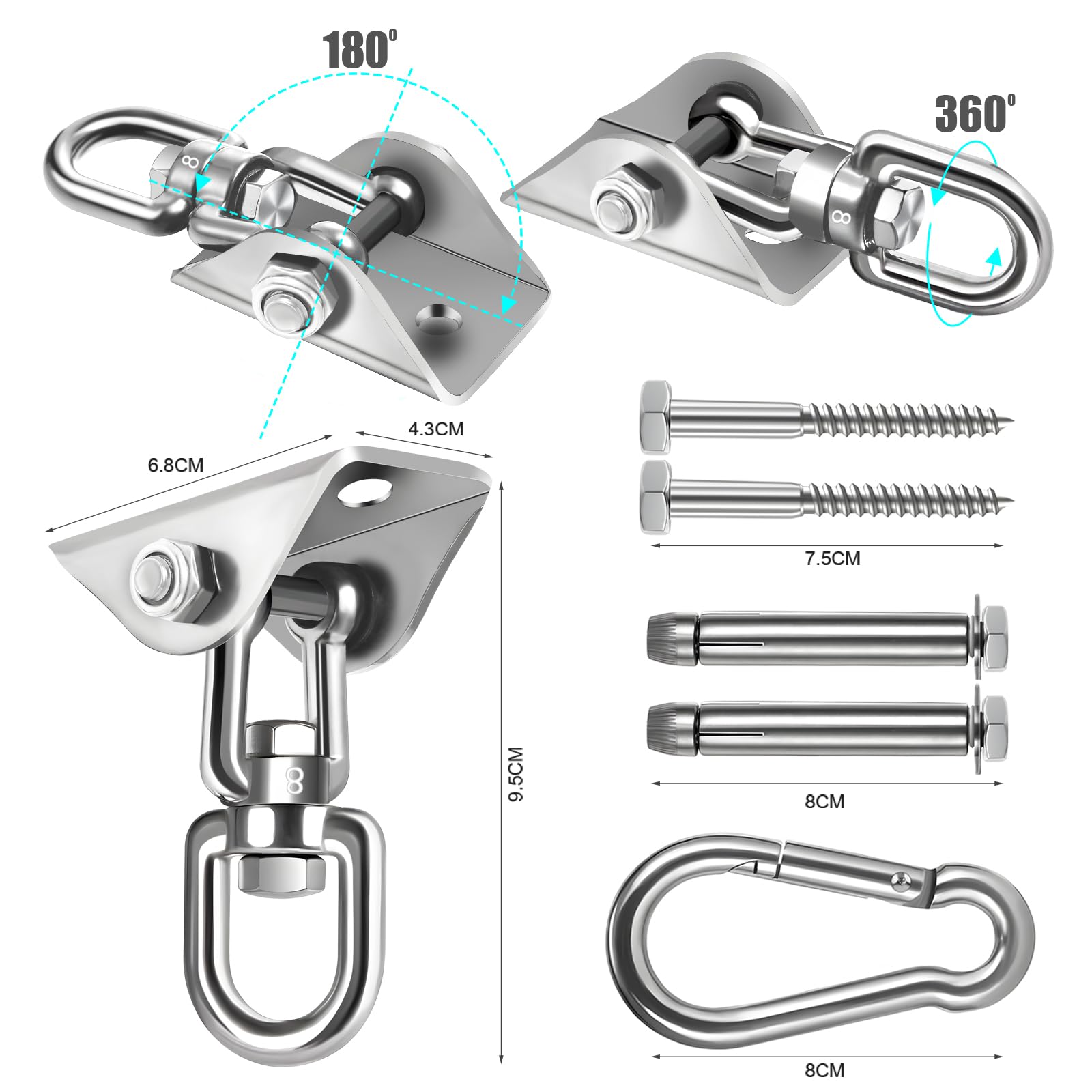 Hammock hanging kit installation set including screws and bolts
