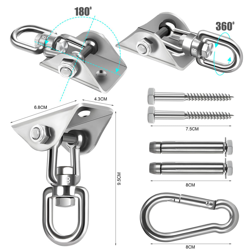 Hammock hanging kit installation set including screws and bolts