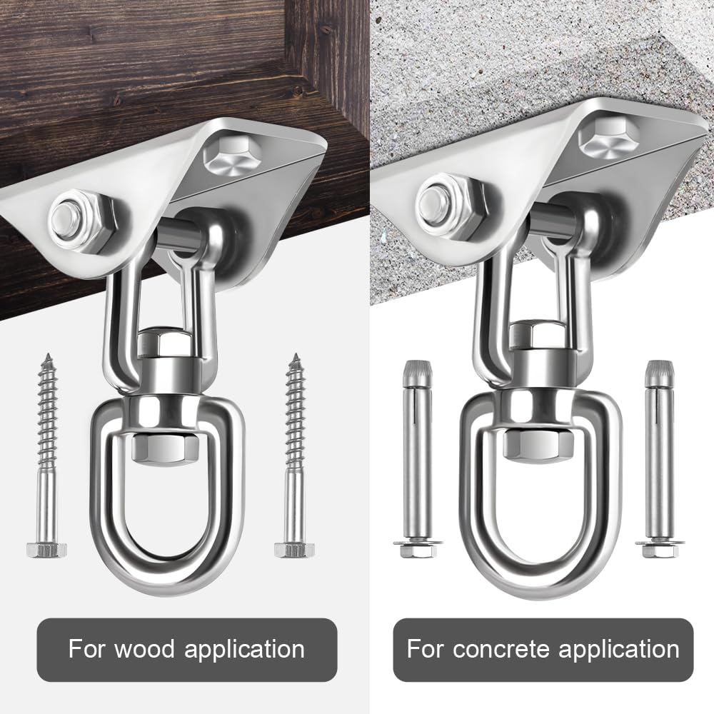 Hammock hanging kit mounted on a wooden beam