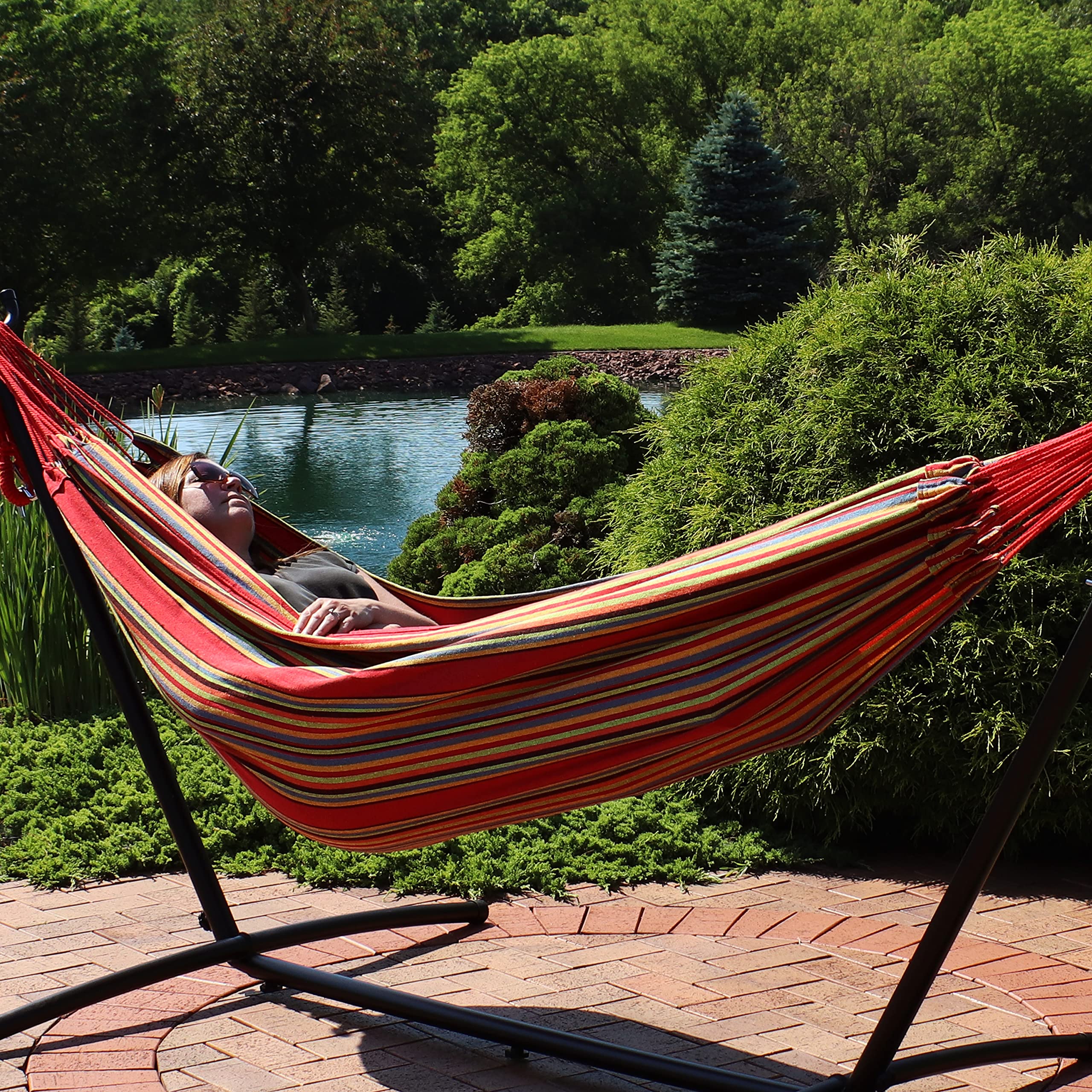 Hammock shown with U-shaped support system