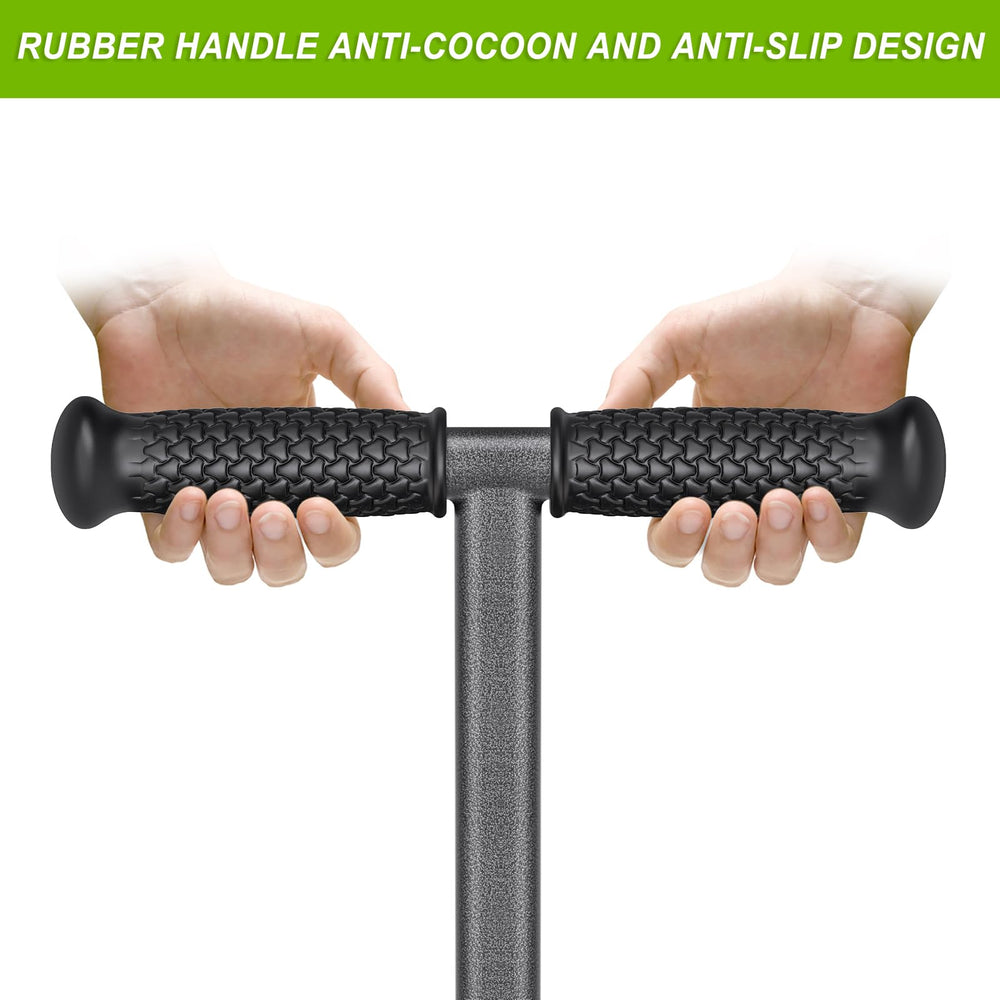 Hand holding the Dolibest Lawn Coring Aerator with foot bar