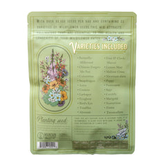Hand-illustrated resealable packaging for Mountain Valley Seed Company wildflower seeds