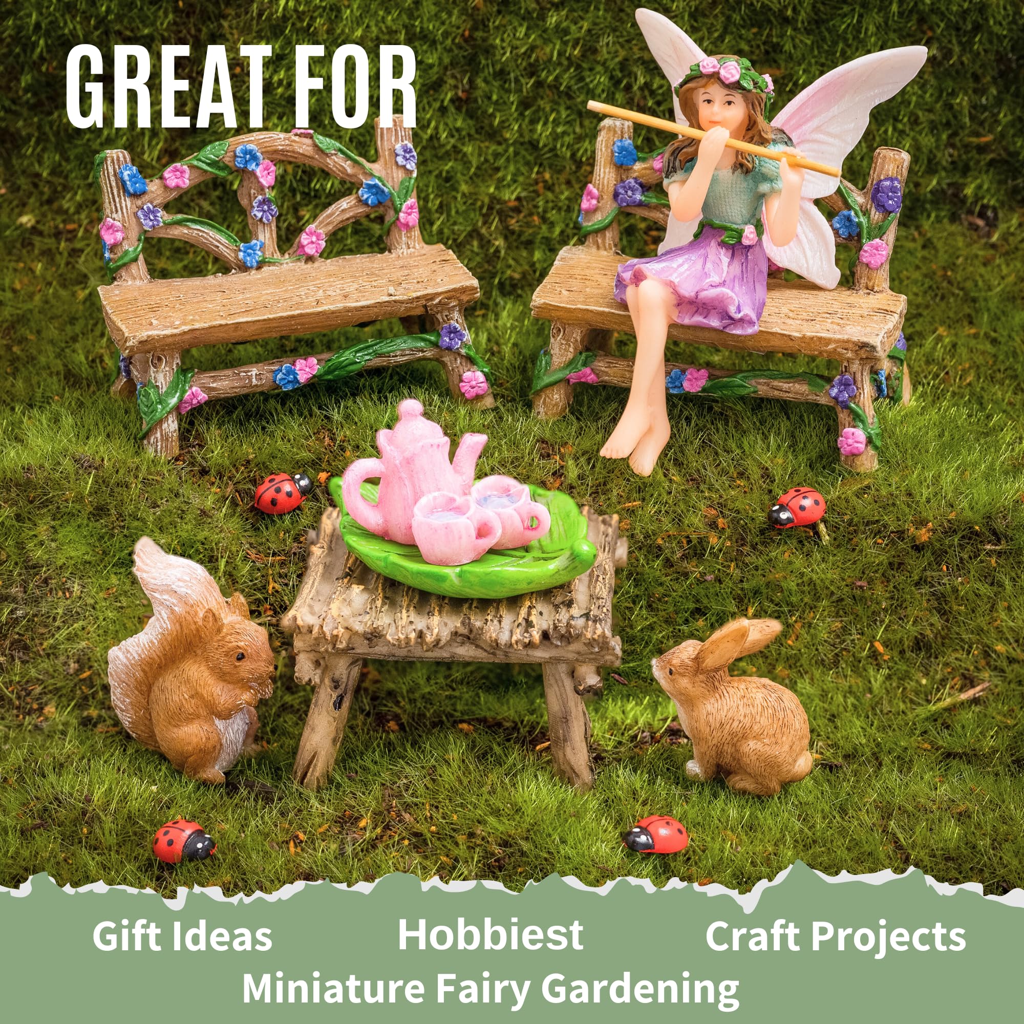 Hand-painted details of PRETMANNS fairy garden accessories