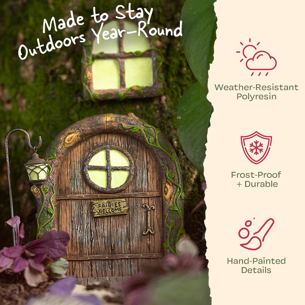 Hand-painted details of the Tree Poetry fairy door