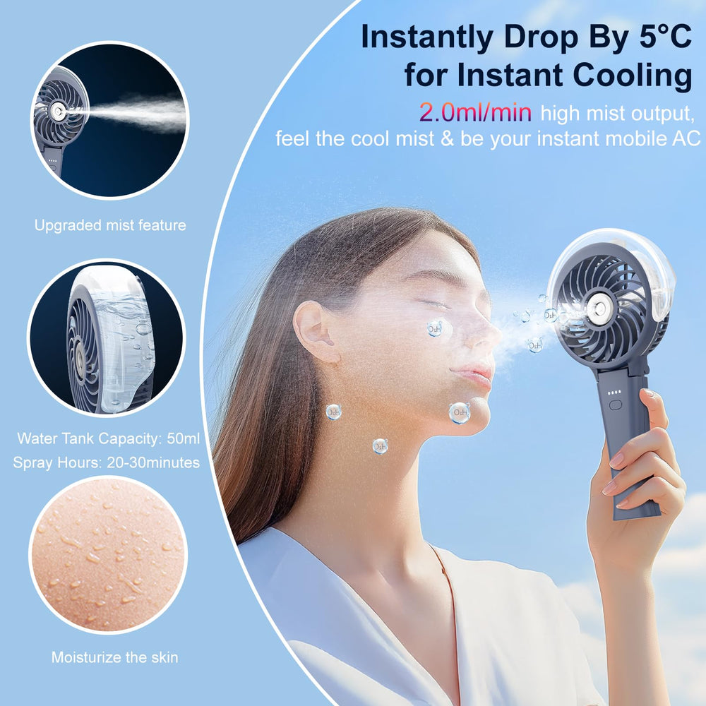 HandFan 4000mAh misting fan side view with water tank