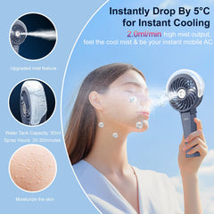 HandFan 4000mAh misting fan side view with water tank