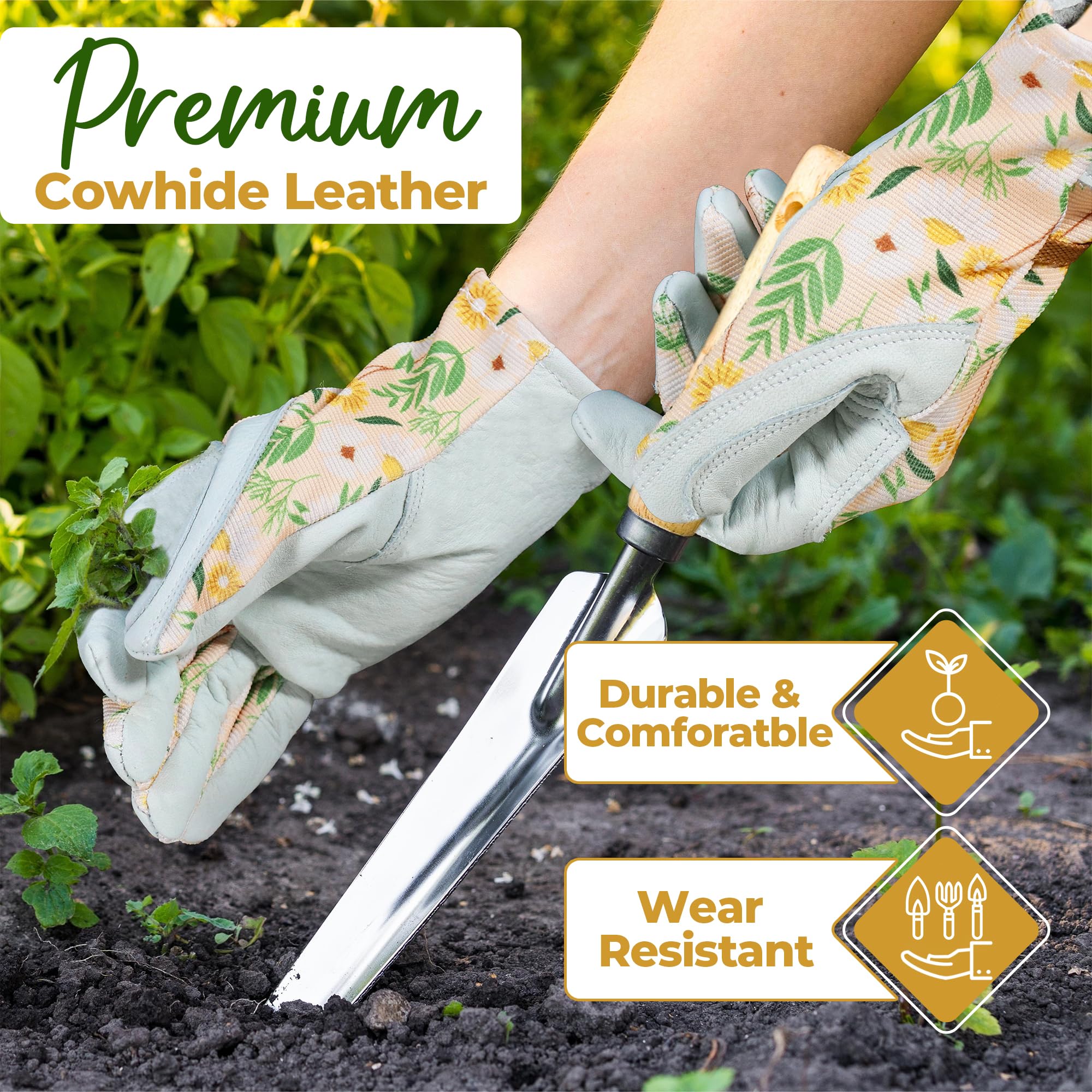 HANDLANDY Gardening Gloves for Women, adjustable wrist strap detail