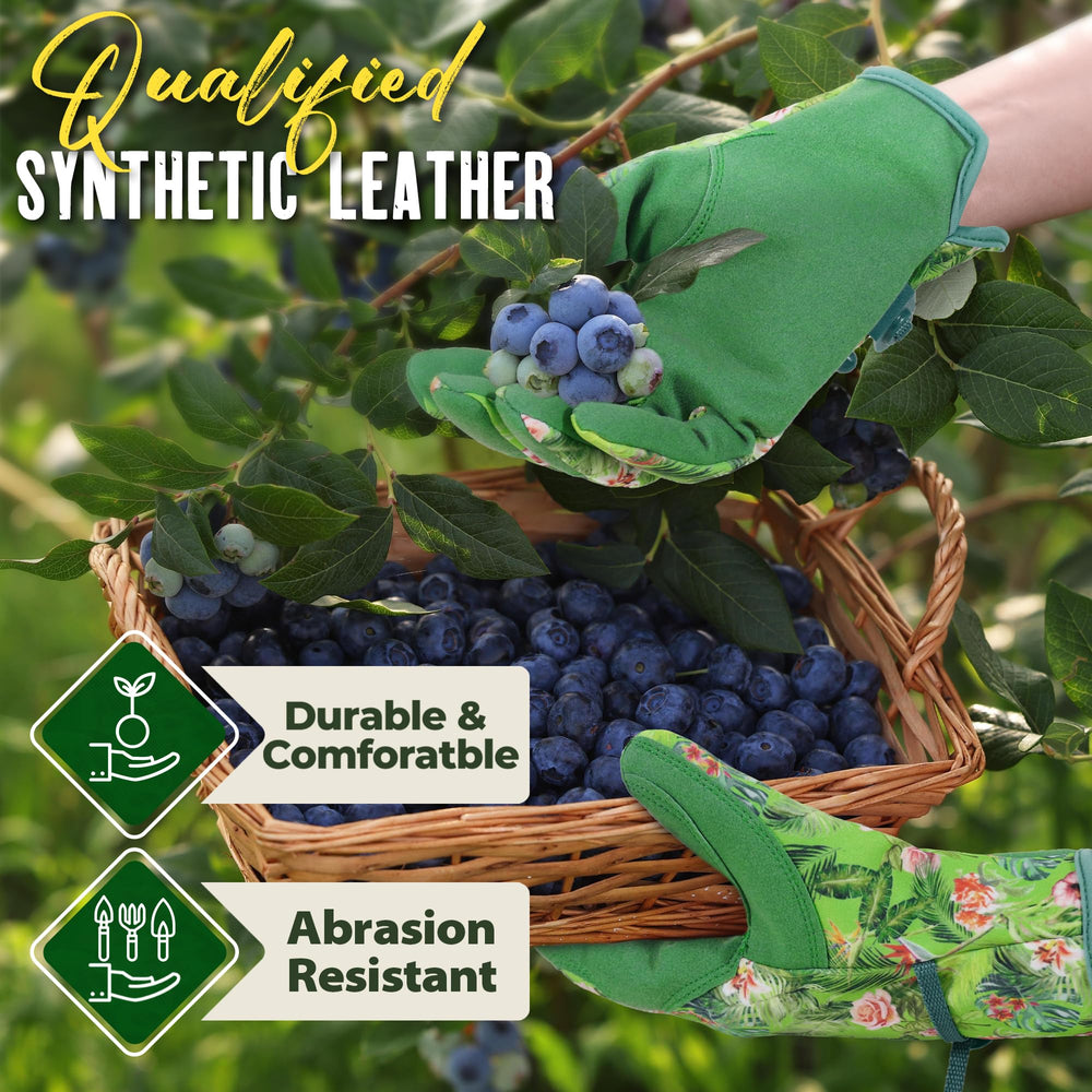 HANDLANDY Gardening Gloves for Women, Large Green, side view