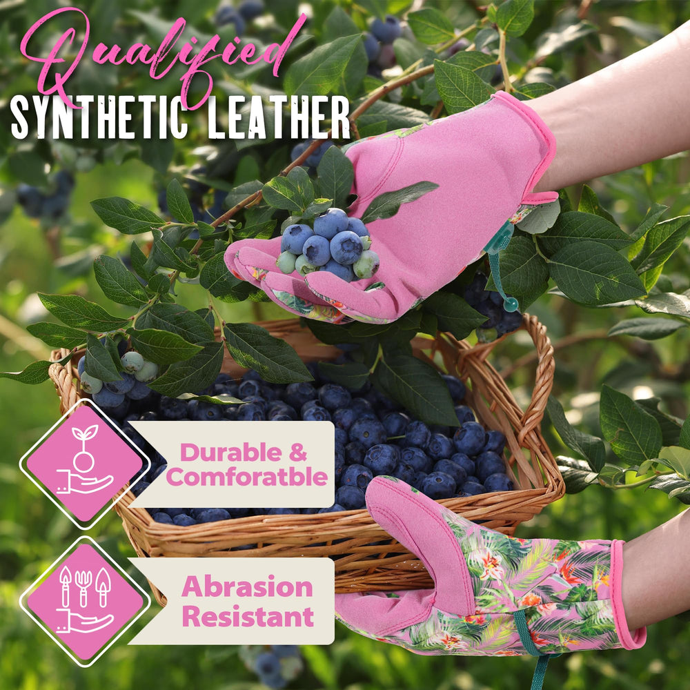 HANDLANDY Gardening Gloves for Women, Pink, side view