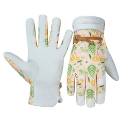 HANDLANDY Gardening Gloves for Women with leather palm, white