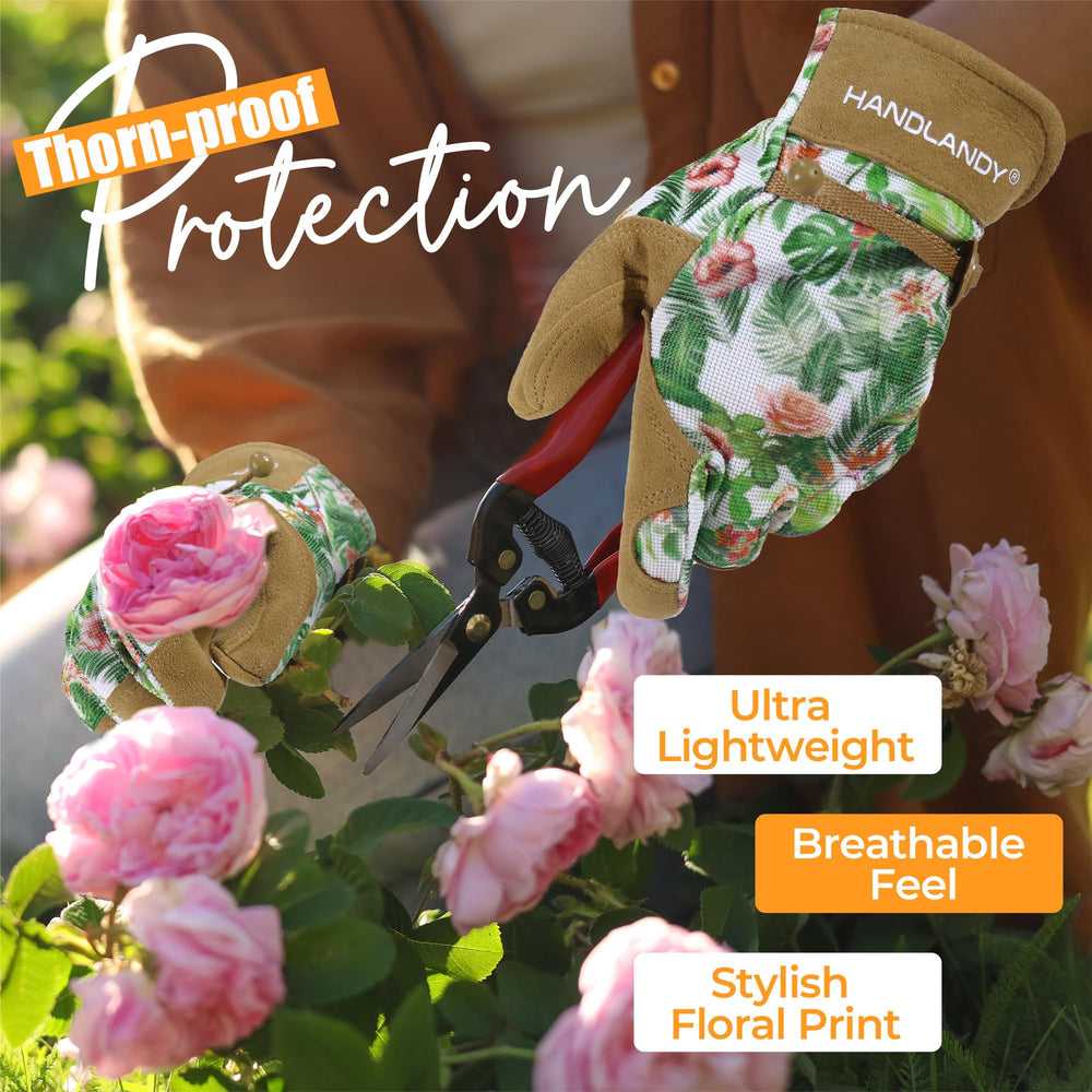 HANDLANDY Gardening Gloves showing adjustable wrist strap