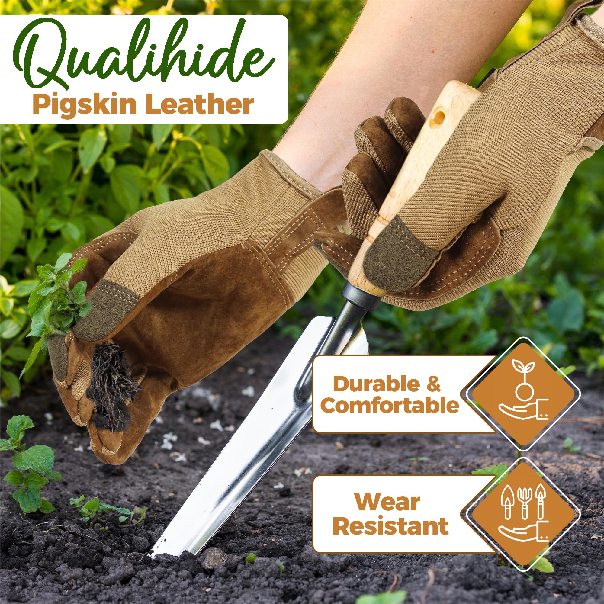 HANDLANDY Gardening Gloves showing spandex back for breathability