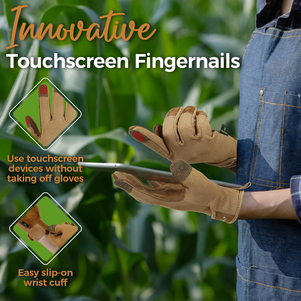 HANDLANDY Gardening Gloves side view displaying pigskin leather palm