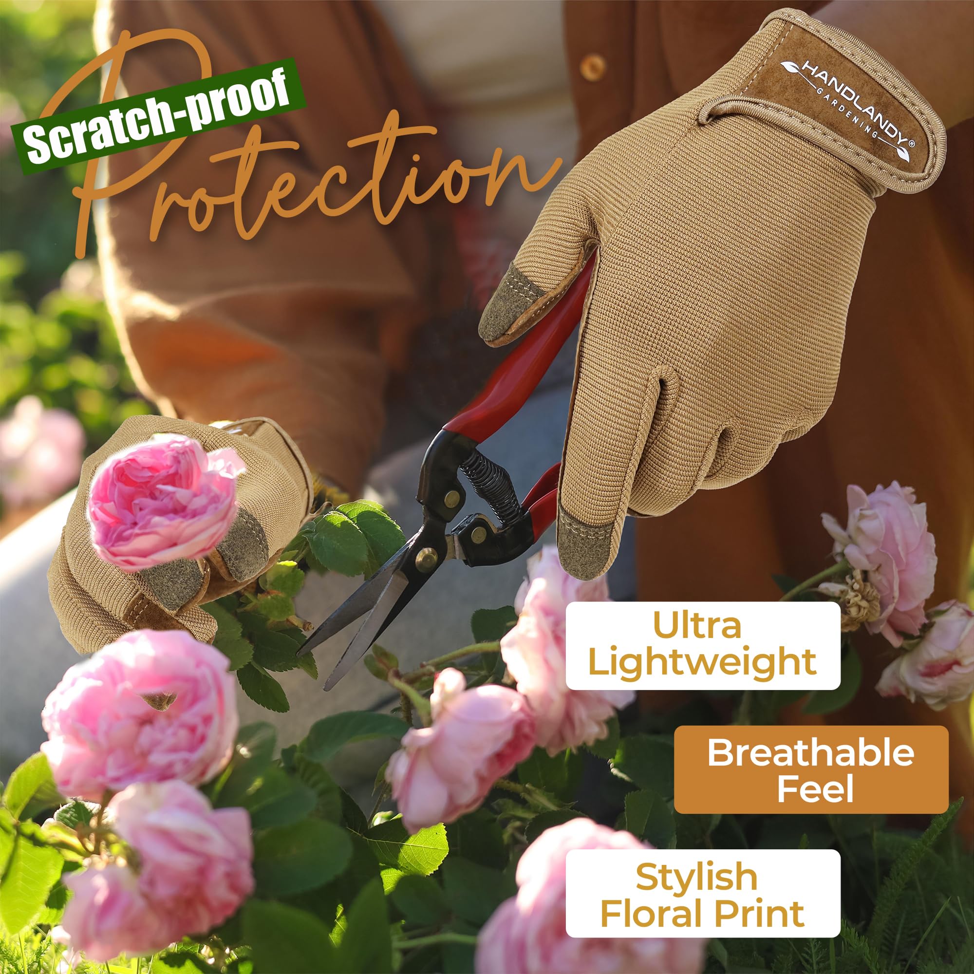 HANDLANDY Gardening Gloves with touchscreen fingernails