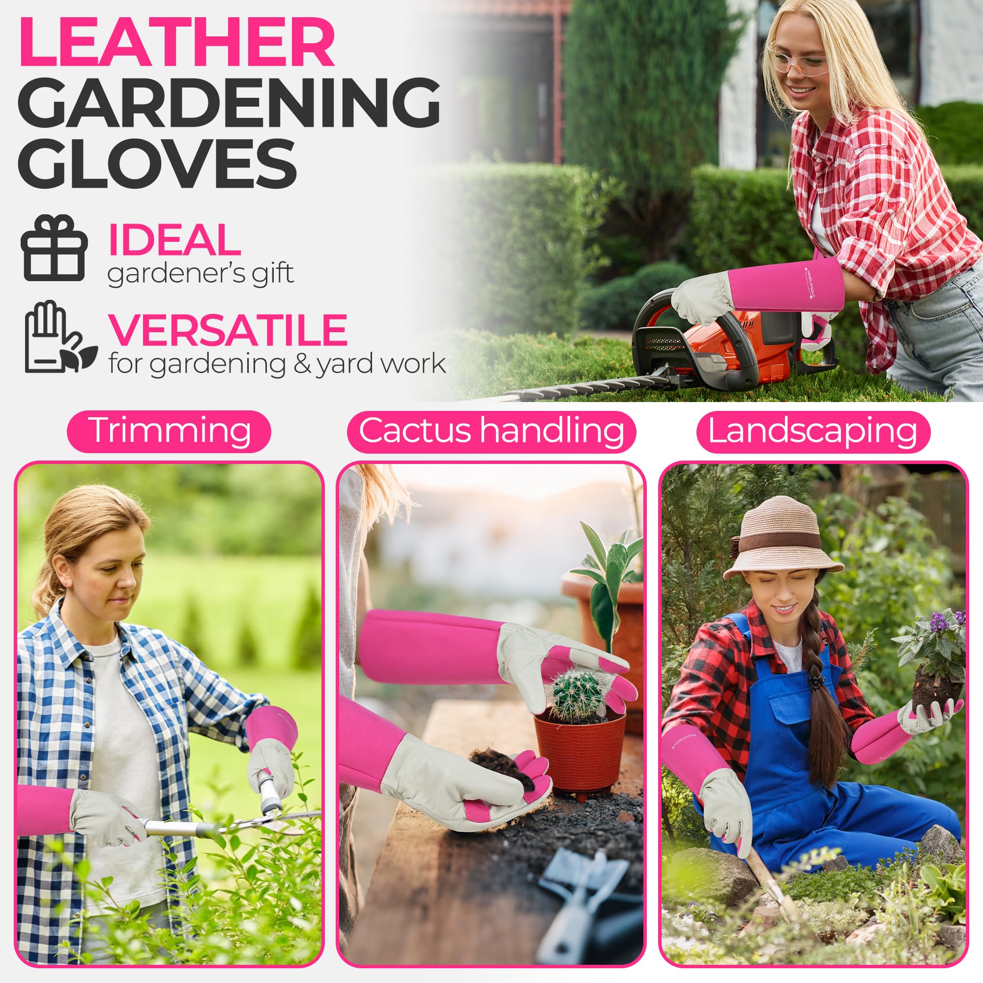 HANDLANDY gloves in action pruning rose bushes