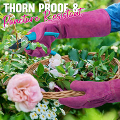 HANDLANDY gloves on a table with gardening tools