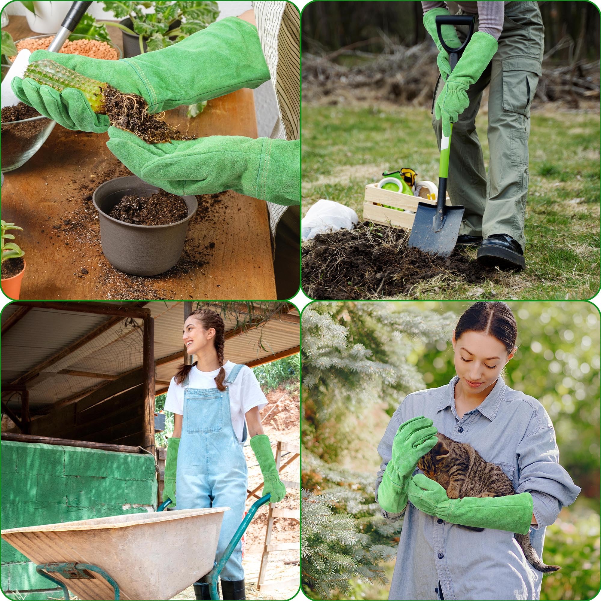 HANDLANDY Leather Gardening Gloves packaging and product details