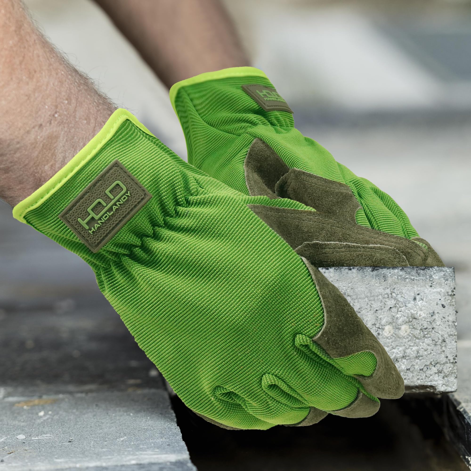 HANDLANDY Leather Gardening Gloves worn while gardening