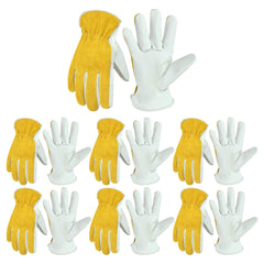 HANDLANDY leather work gloves front view, beige-yellow