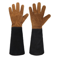 HANDLANDY Rose Pruning Gloves front view, caramel brown