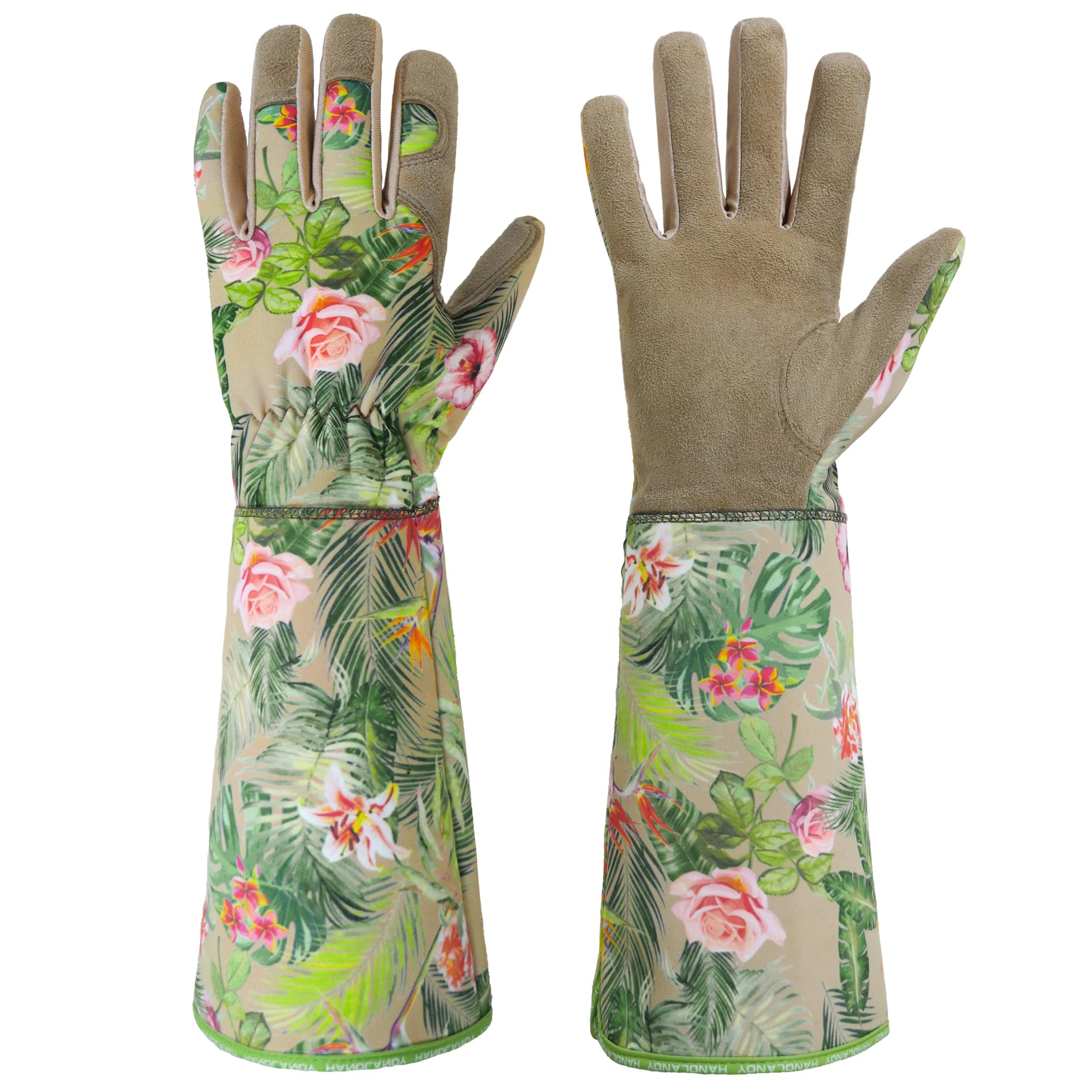 HANDLANDY Rose Pruning Gloves front view in Khaki