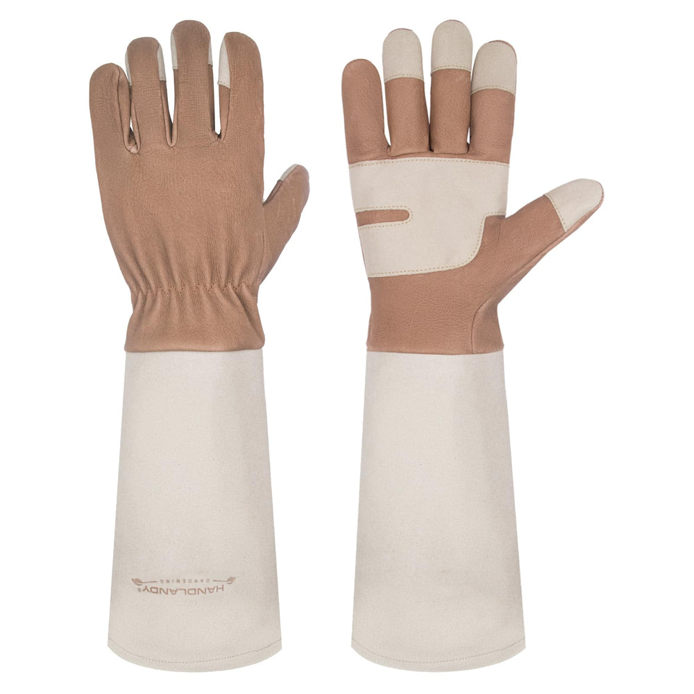 HANDLANDY Rose Pruning Gloves in warm brown, front view