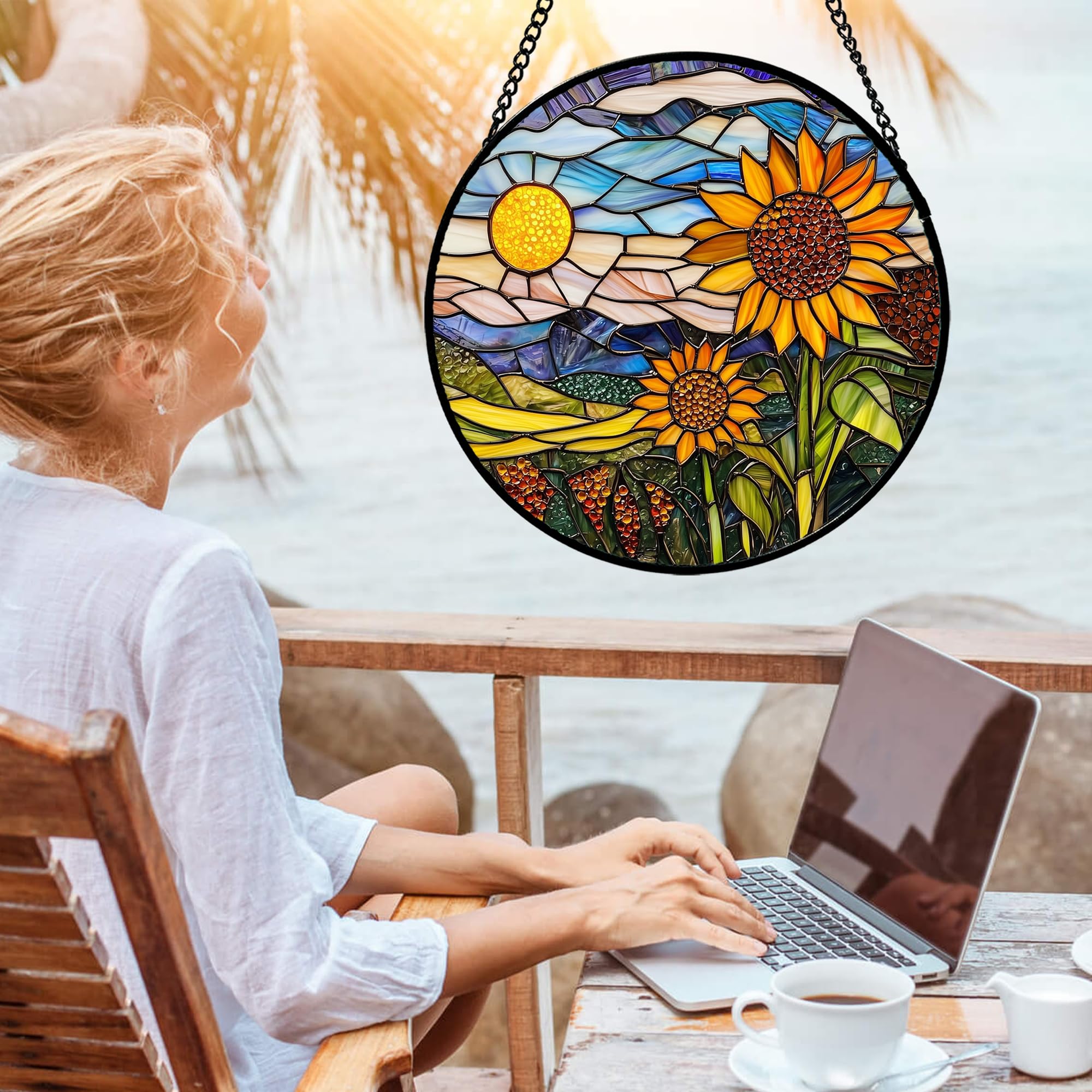 Hanging AMDERVEN suncatcher in bright sunlight