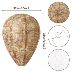Hanging DECYOOL wasp nest decoy in outdoor setting