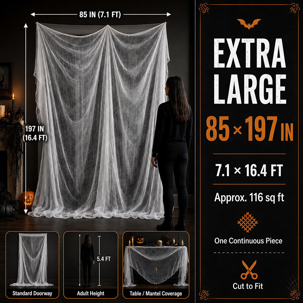 Hanging ghosts made from Boao Halloween White Cheesecloth