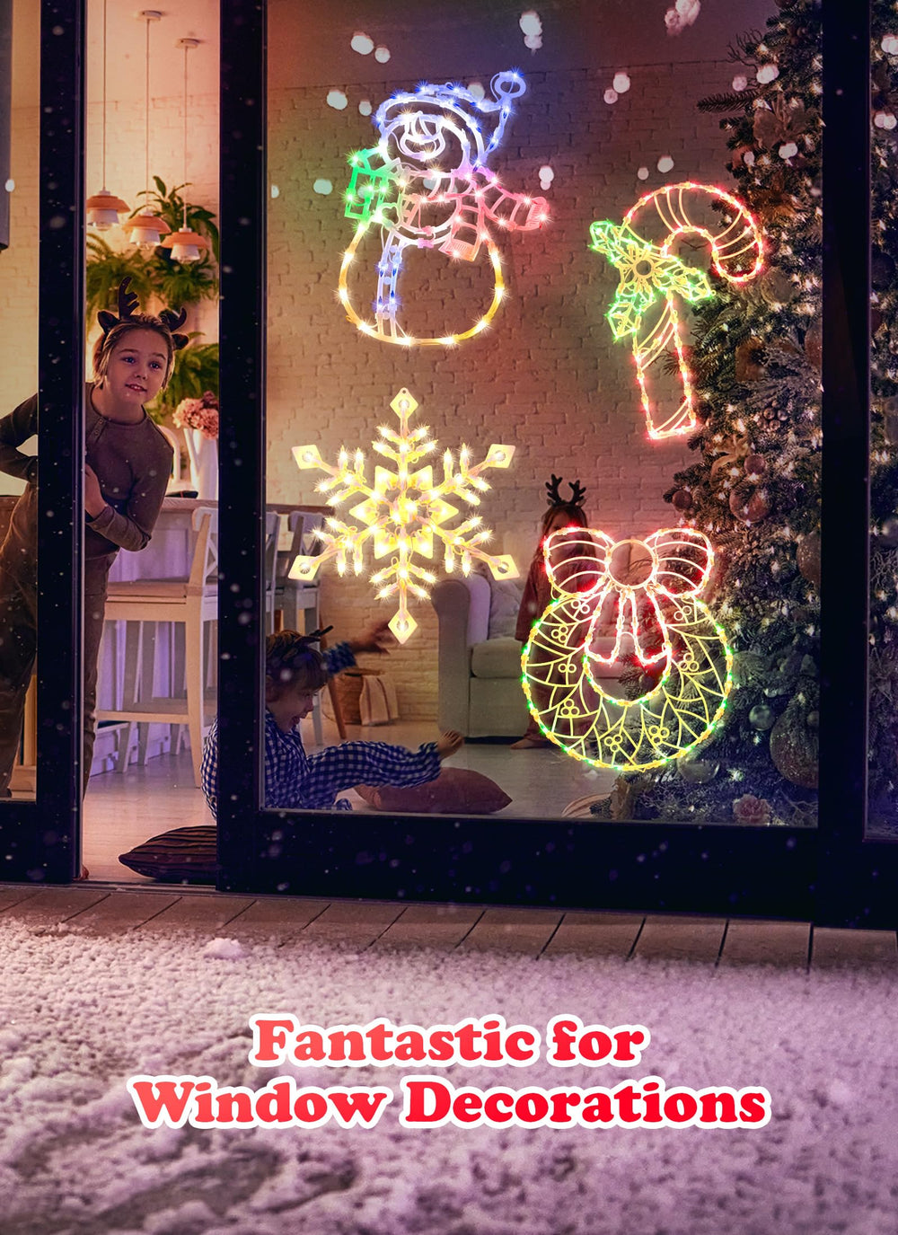 Hanging instruction for Minetom Christmas Window Lights with suction cup