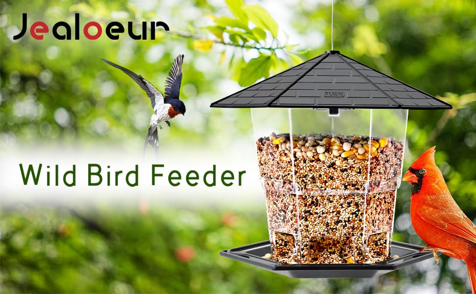 Hanging Jealoeur Bird Feeder showing inclined roof