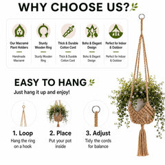 Hanging plant holder displayed with a flower pot