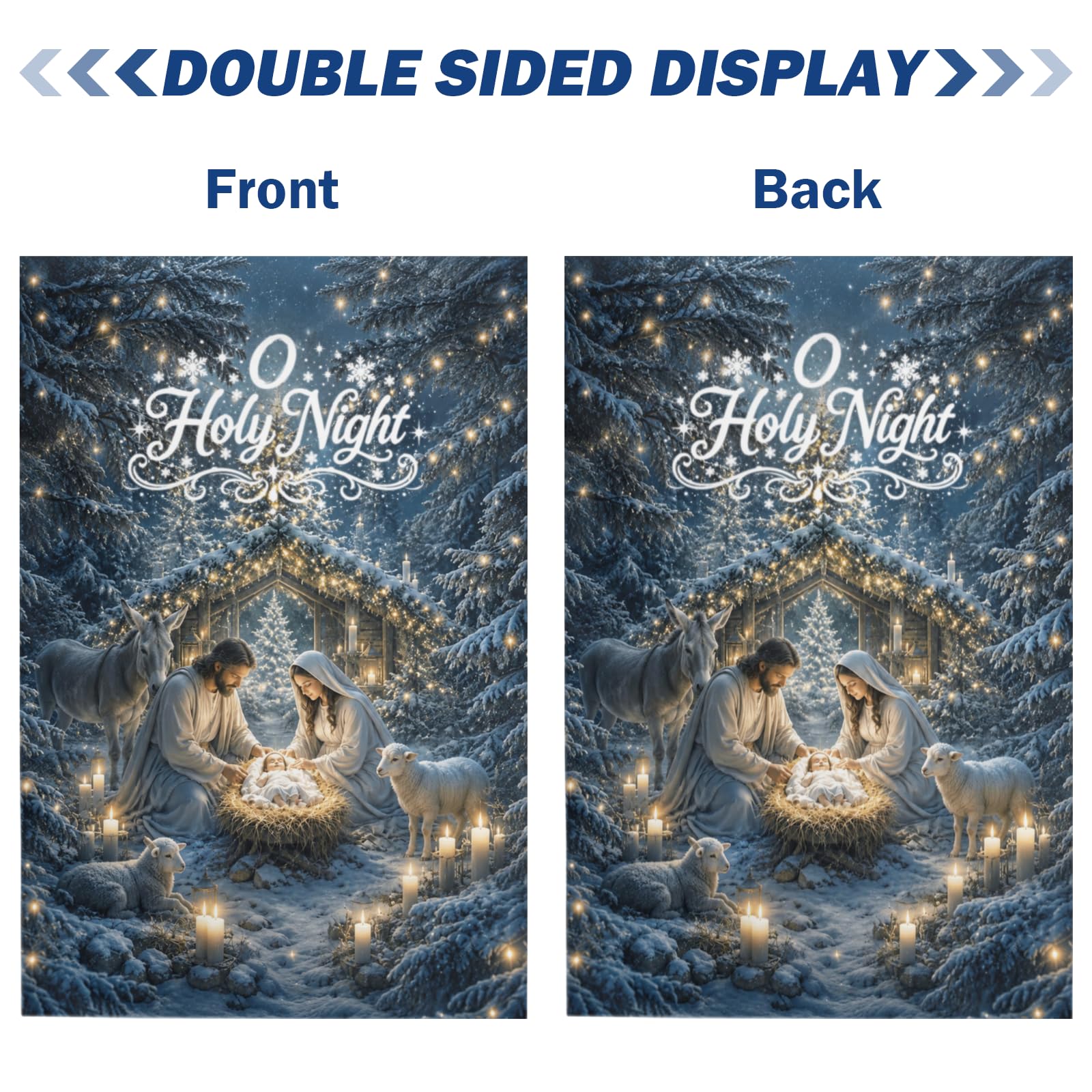 Hanging sleeve detail of DZGlobal Christmas Nativity Garden Flag