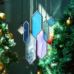Hanging stained glass panel outdoors