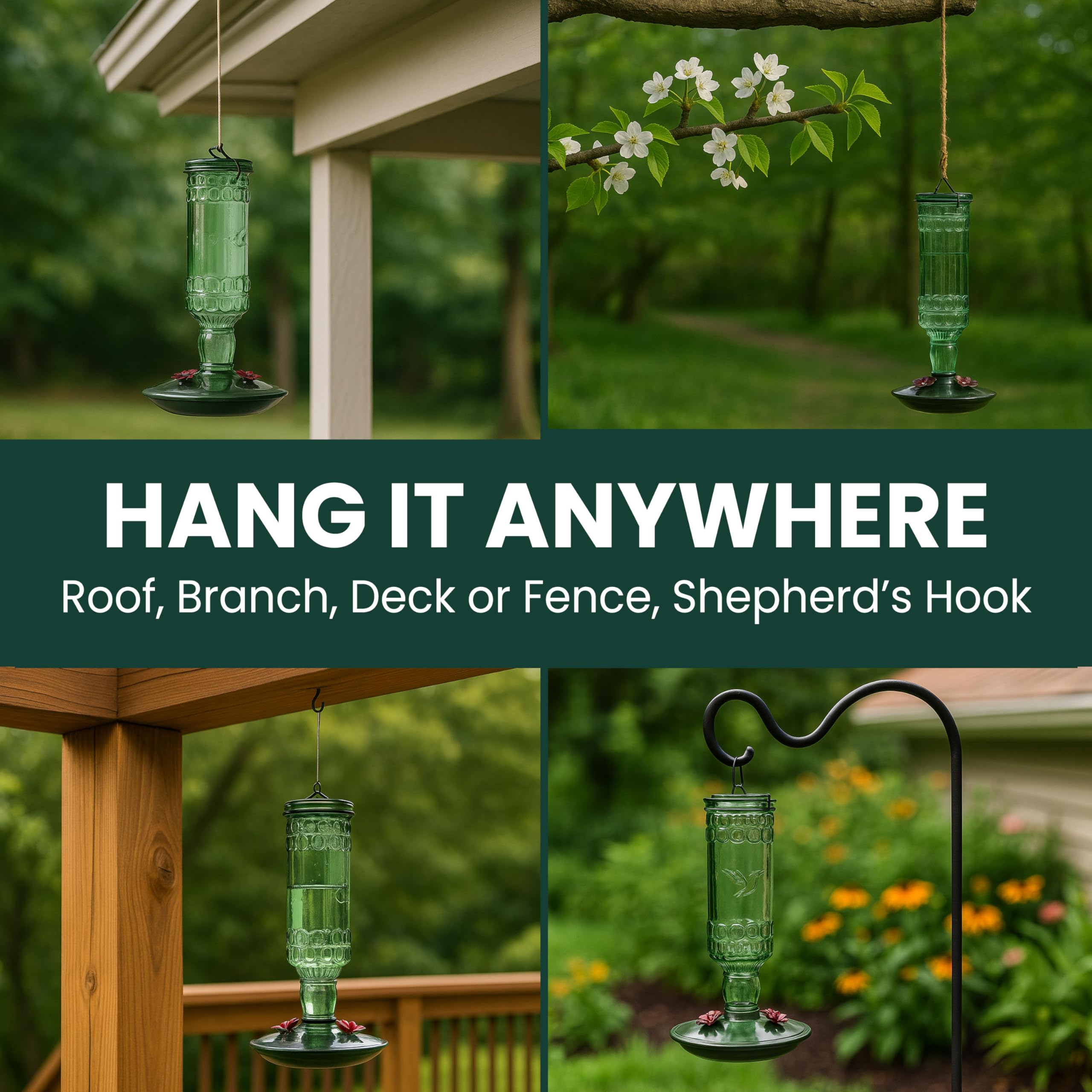 Hanging wire included with Perky-Pet Antique Glass Hummingbird Feeder