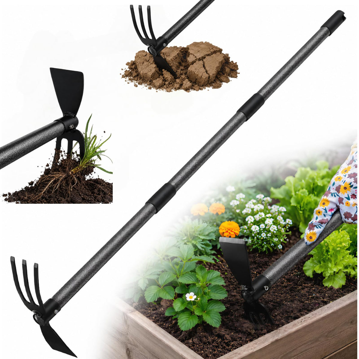 HANGMAICOME Garden Hoe 60 inch with sharp hoe blade
