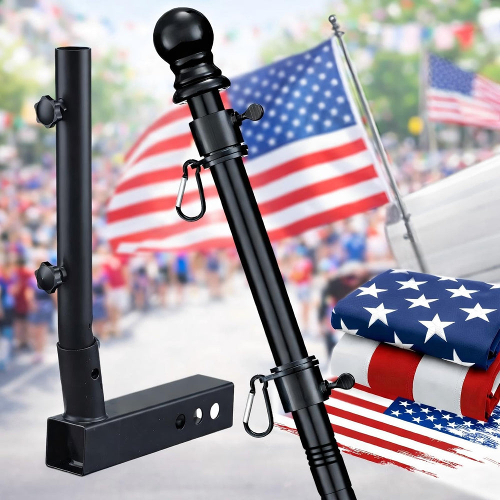 HANGMAICOME Truck Flag Pole Kit 5ft stainless steel with USA flag