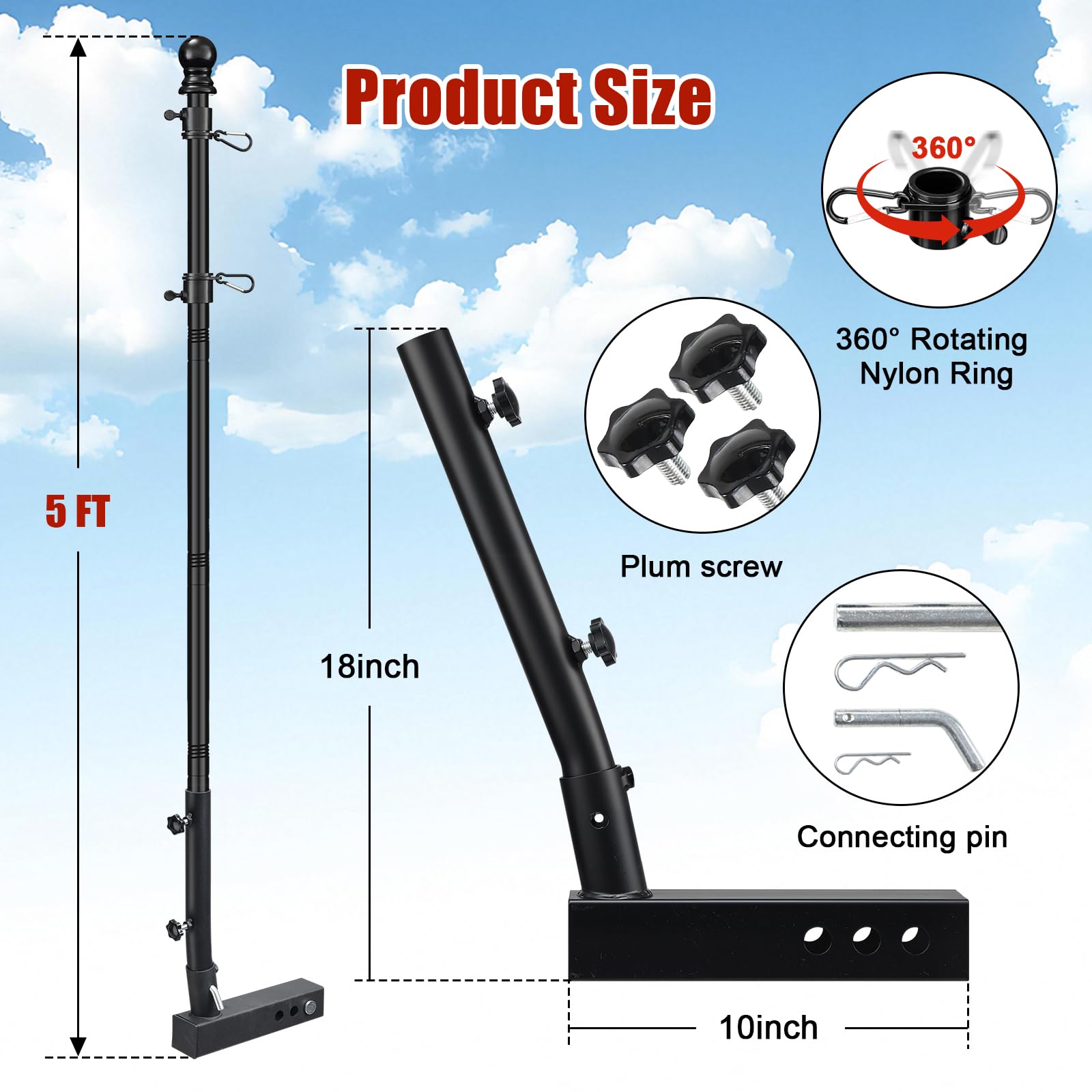 HANGMAICOME Truck Flag Pole Kit packaging