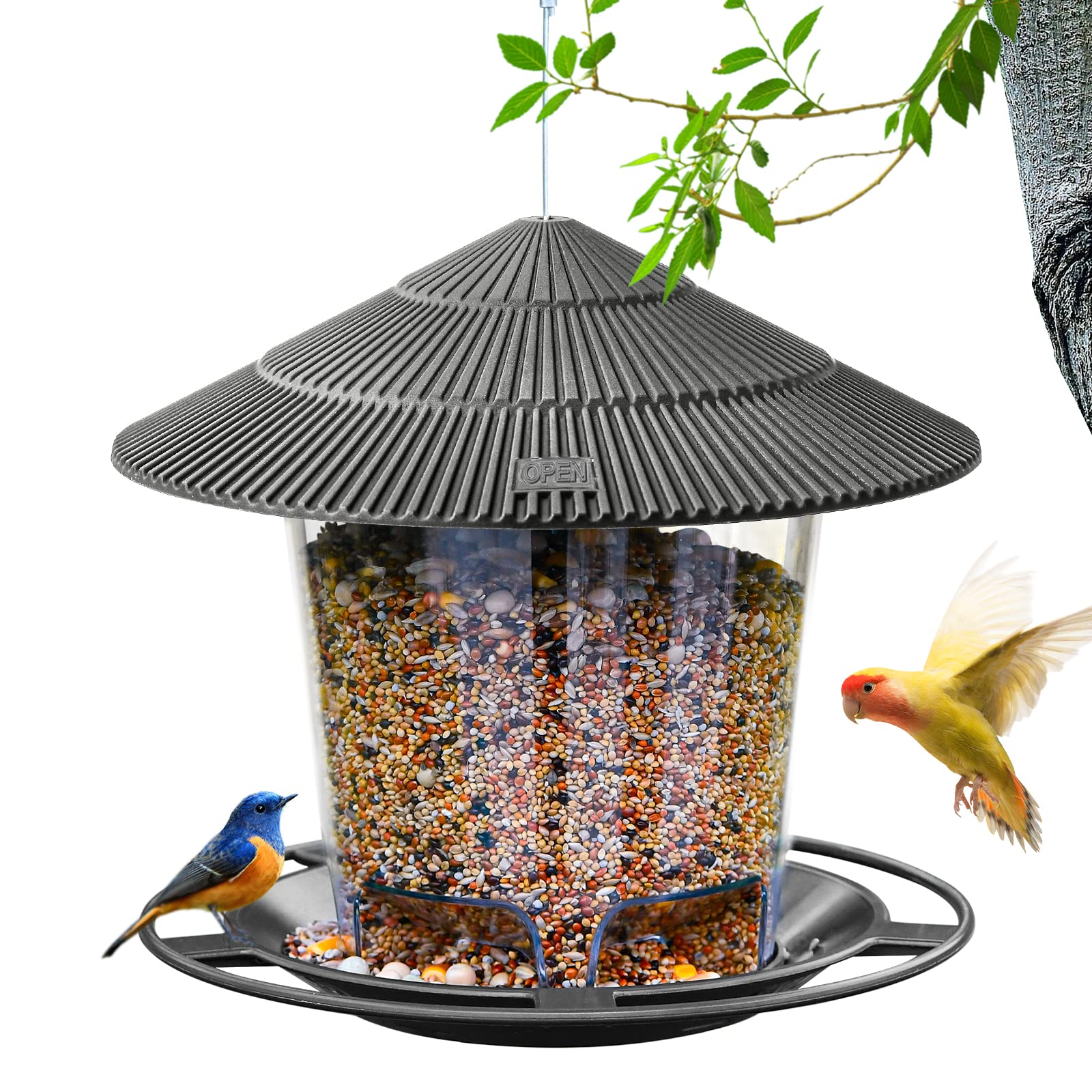 Hanizi Bird Feeder outdoor hanging grey model front view