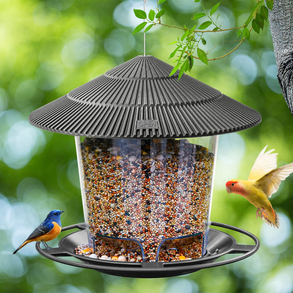 Hanizi Bird Feeder side view displaying the tray