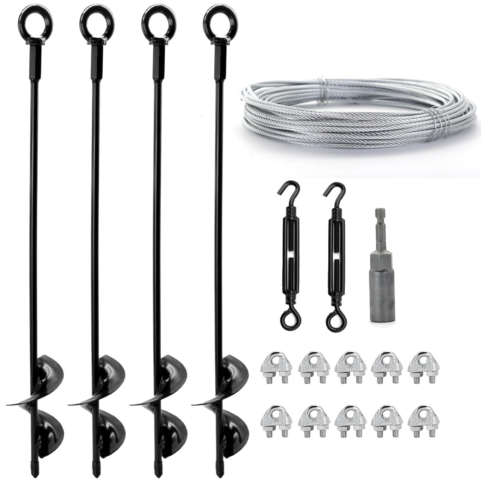 hannger 18-inch ground anchor kit including anchors and cable