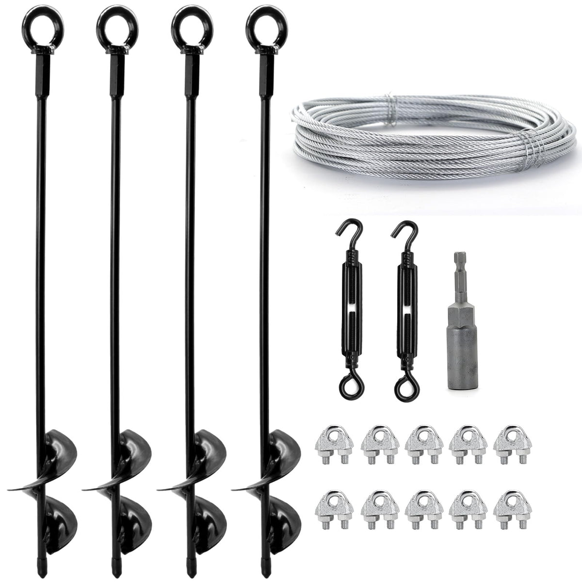 hannger 18-inch ground anchor kit including anchors and cable