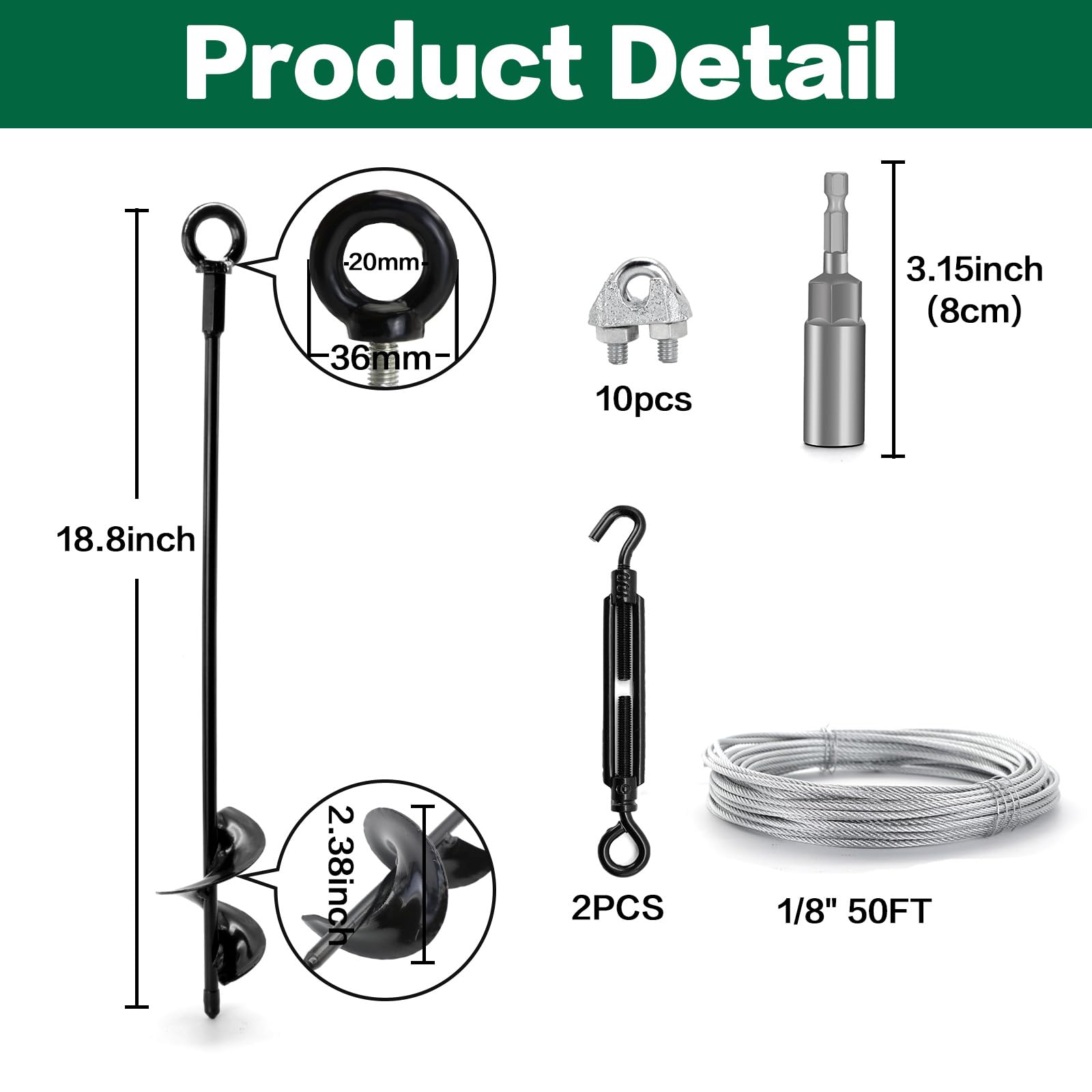 hannger ground anchor set in outdoor lawn setting