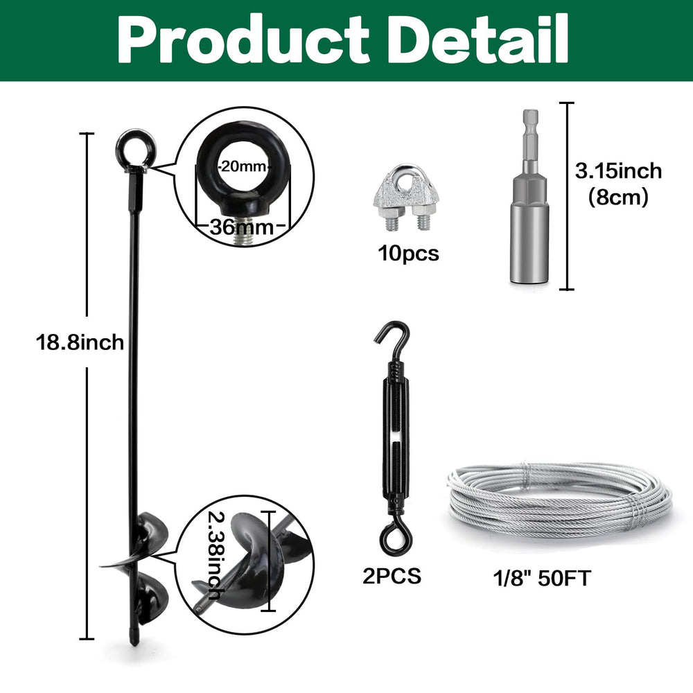 hannger ground anchor set in outdoor lawn setting