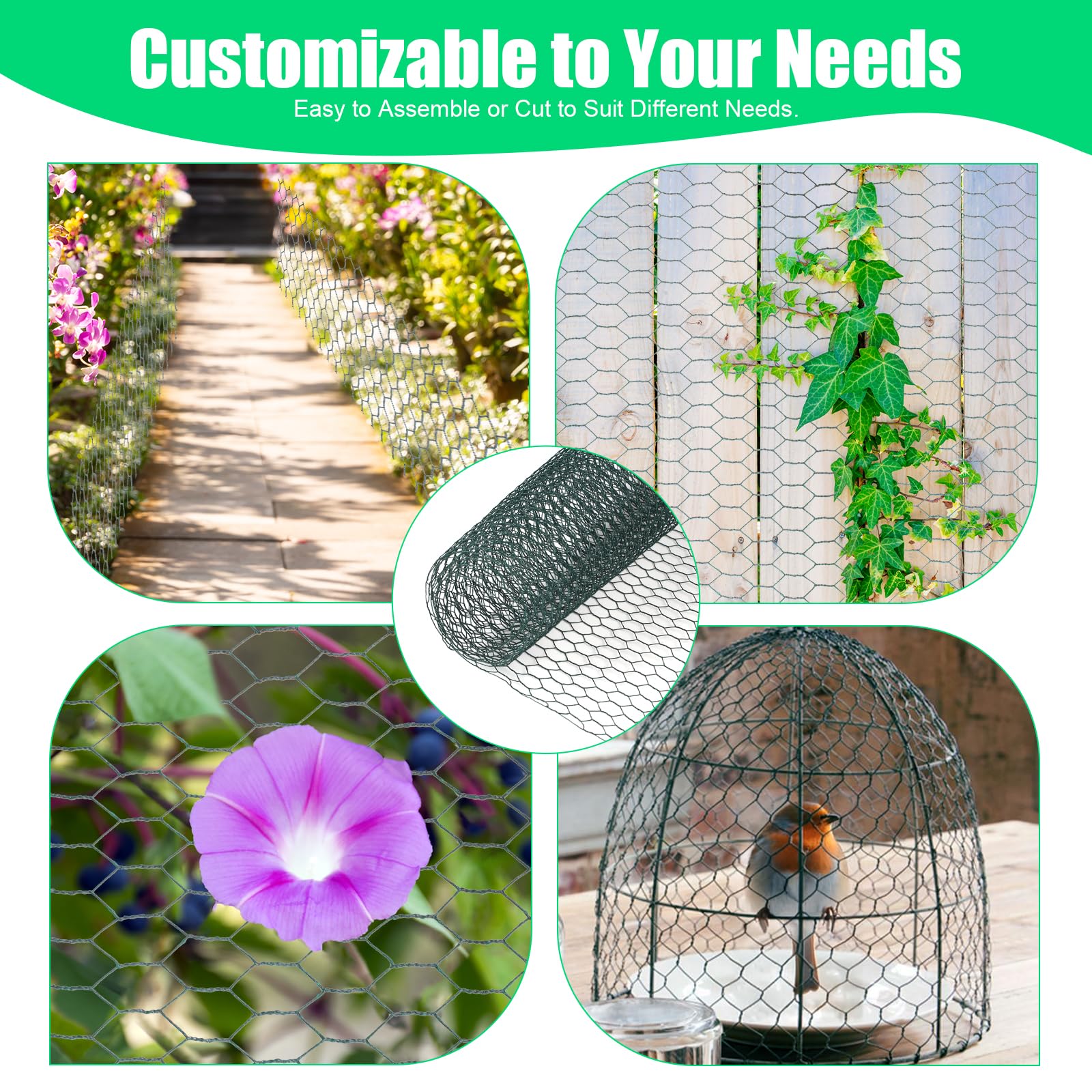 HANWRAPS chicken wire in use as garden fencing around plants